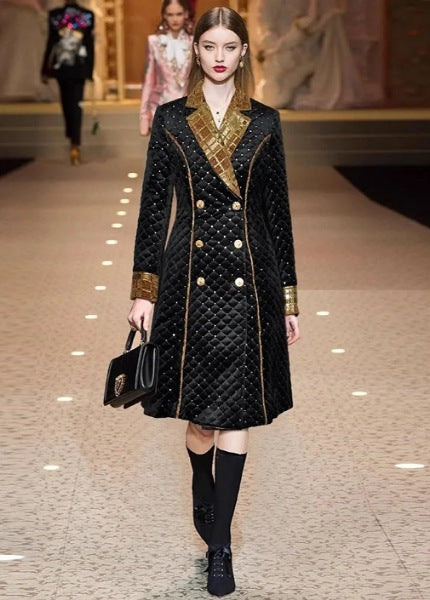 Vintage Double Breasted Cotton Blend English Plaid Winter Coat