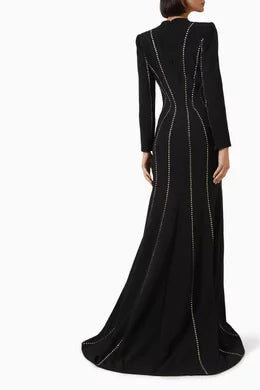 Exquisite A-Line Rhinestone Embellished Cotton MAXI Party Gown