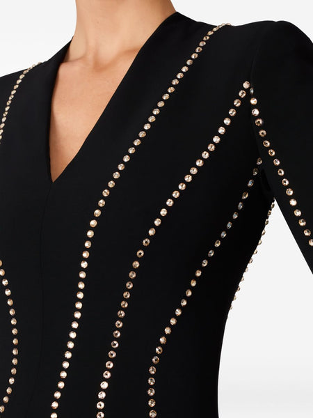 Exquisite A-Line Rhinestone Embellished Cotton MAXI Party Gown