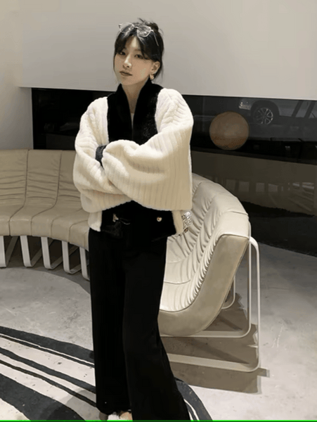 Elegant Wide - Ribbed Thick Wool + Cotton Blend Palazzo Winter Pants - Wigging It Etc