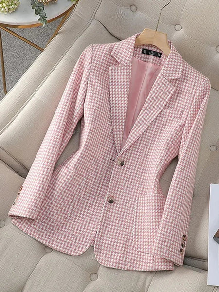 Dapper Single Breasted Cotton Blend Thick Hounds Tooth Winter Jacket - Wigging It Etc
