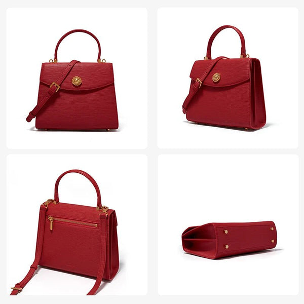 Genuine Leather Vintage Flap Shaped Hand+Shoulder Bag - Wigging It Etc