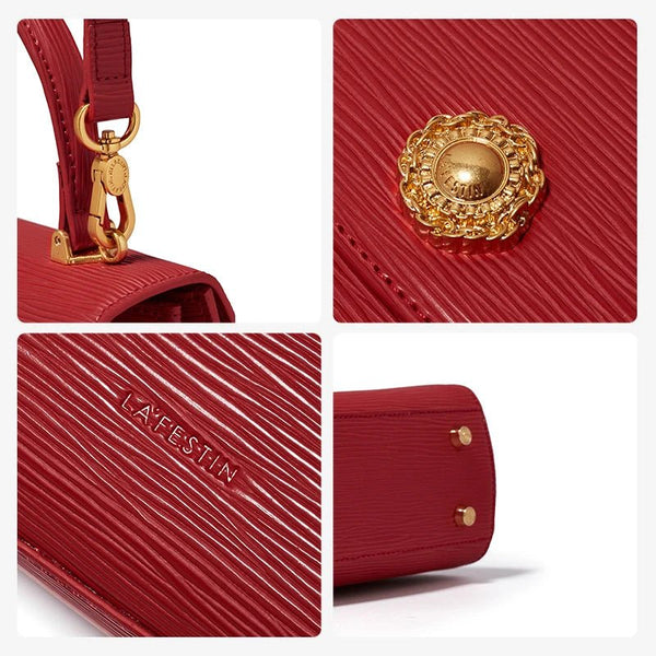 Genuine Leather Vintage Flap Shaped Hand+Shoulder Bag - Wigging It Etc