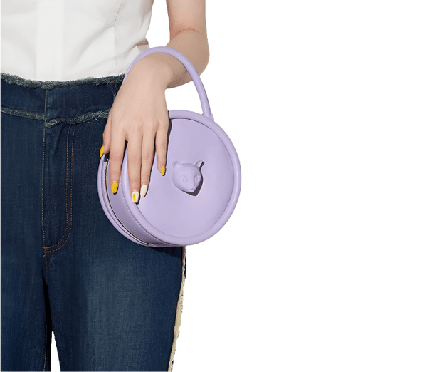 Genuine Cowhide Leather Bowling Ball Shaped Shoulder Bag - Wigging It Etc