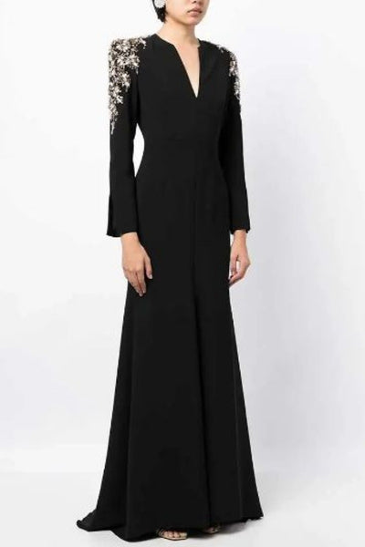 Glorious Vintage Elegant Tastefully Beaded Cotton Mermaid MAXI Gown