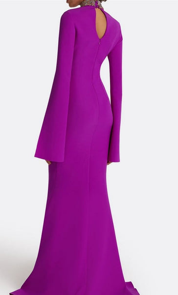 Sleek Sexy Bejeweled Collar Cotton Blend Mermaid MAXI Gown