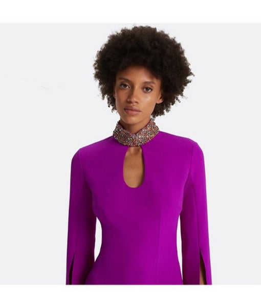 Sleek Sexy Bejeweled Collar Cotton Blend Mermaid MAXI Gown