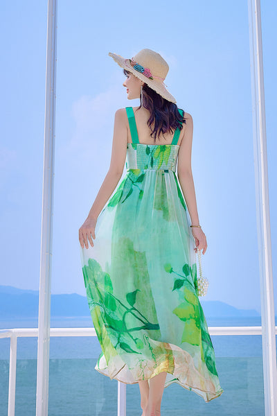 Elegant + Flirty + Sexy 100% Silk Floral Print Dress