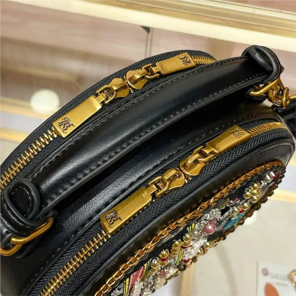 Stylish Circular Versatile Embroidered Crossbody + Shoulder Bag - Wigging It Etc