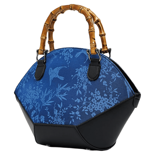 Exquisite Vintage 100% Mulberry Silk Bamboo Top Handle Bag - Wigging It Etc