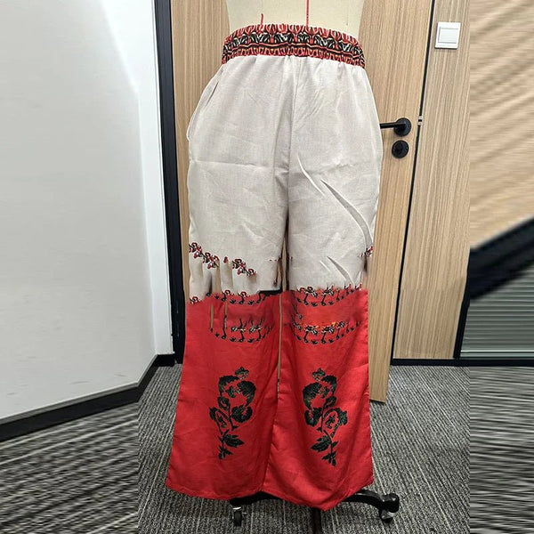 Funky Vintage Ethnic Duo - Tone Palazzo Pants - Wigging It Etc