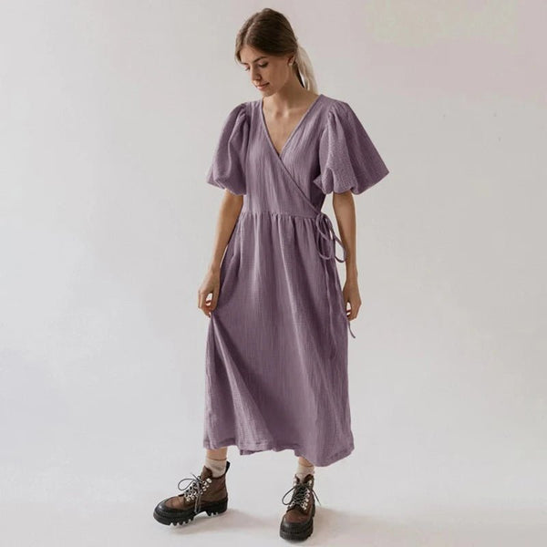 Vintage 100% Cotton Muslin Crepe Gauze Maxi Dress - Wigging It Etc