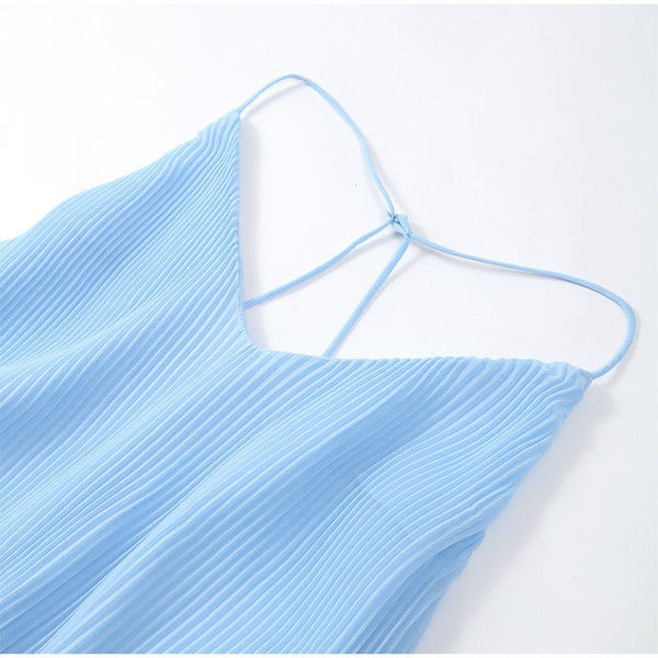 Vintage Sexy Pleated Plunging Back Bohemian MAXI Dress - Wigging It Etc