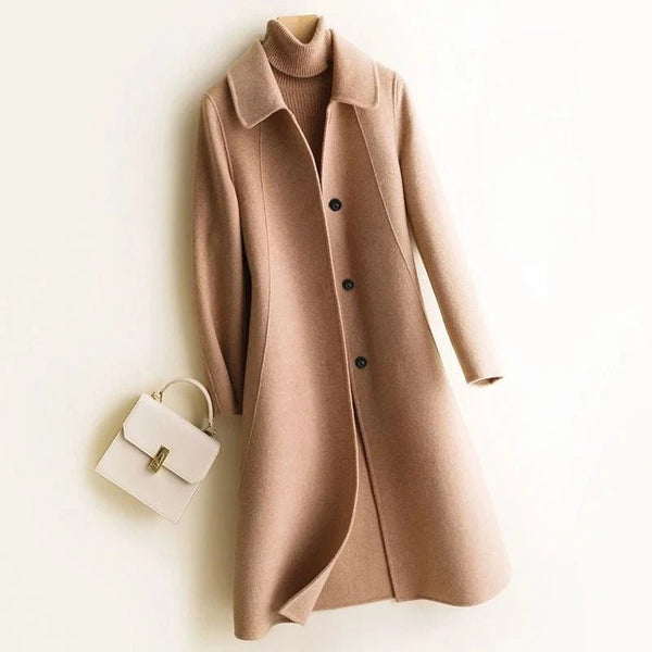 Vintage Elegant Single Breasted Wool Blend MIDI Coat - Wigging It Etc