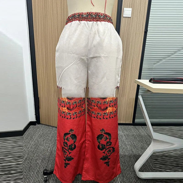 Funky Vintage Ethnic Duo - Tone Palazzo Pants - Wigging It Etc