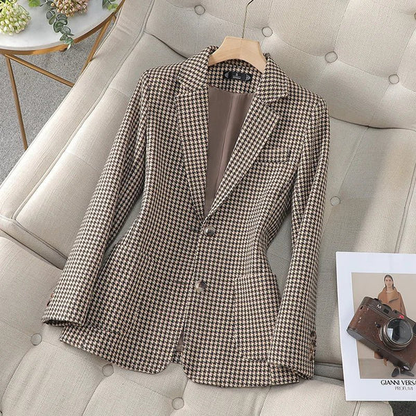 Dapper Single Breasted Cotton Blend Thick Hounds Tooth Winter Jacket - Wigging It Etc