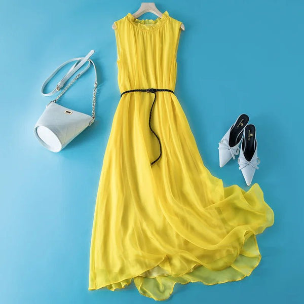 Dainty 100% Mulberry Silk Retro MIDI Dress - Wigging It Etc