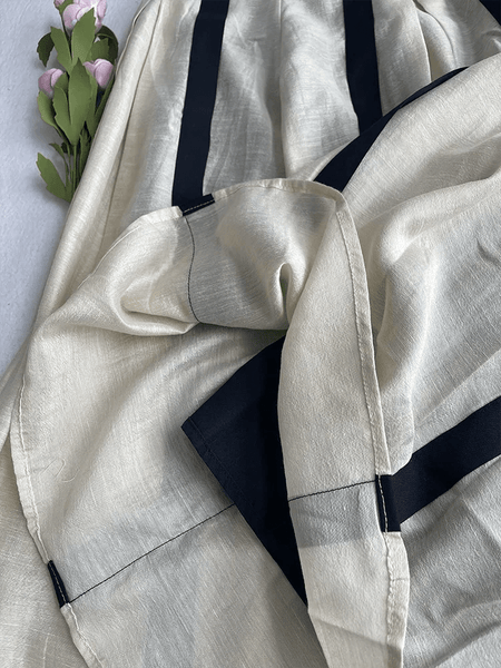 Elegant French Style Pleated A - Line MIDI Linen Blend Skirt - Wigging It Etc