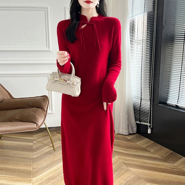 Upscale Classic 100% Wool Pullover Winter Dress - Wigging It Etc