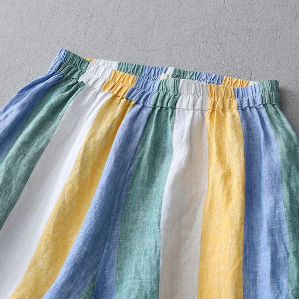 Vintage Colorful Cotton Linen Cropped Palazzo Pants - Wigging It Etc