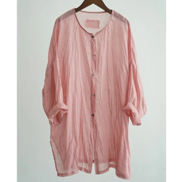 Chic Pre Wrinkled Breathable Hypoallergenic 100% Ramie MIDI Tunic - Wigging It Etc