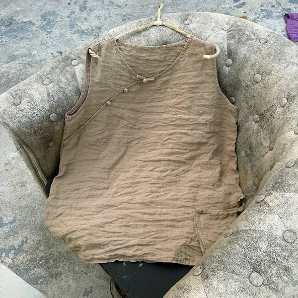 Exotic Vintage Breathable Hypoallergenic Cotton Linen Tank Top - Wigging It Etc