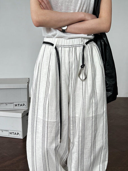 Classic Breathable Cotton Linen Palazzo Pants - Wigging It Etc