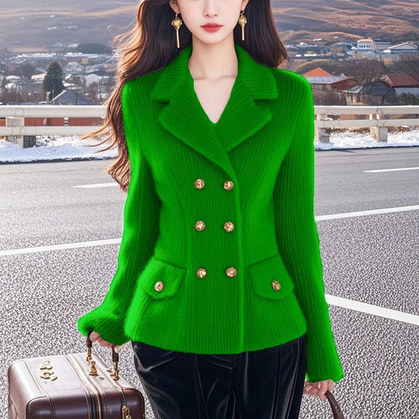 Elegant Wool Blend Double - Breasted Winter Blazer - Wigging It Etc