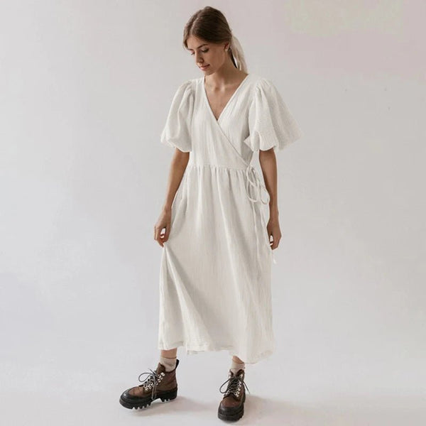 Vintage 100% Cotton Muslin Crepe Gauze Maxi Dress - Wigging It Etc