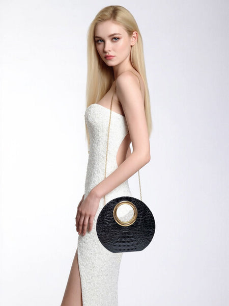 Unique Patent Leather Crocodile Pattern Chain Crossbody Shoulder Bag - Wigging It Etc