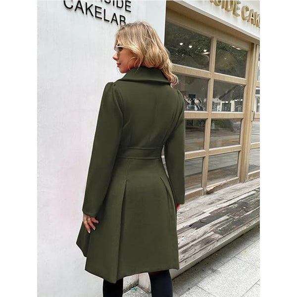 Wool Blend Double Breasted Overcoat w\Retro Wide Lapels - Wigging It Etc