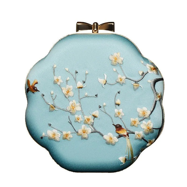 Sophisticated Embroidered Silky Metal - Edged Party Bag - Wigging It Etc