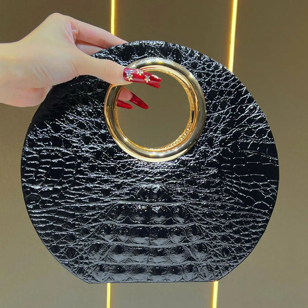 Unique Patent Leather Crocodile Pattern Chain Crossbody Shoulder Bag - Wigging It Etc