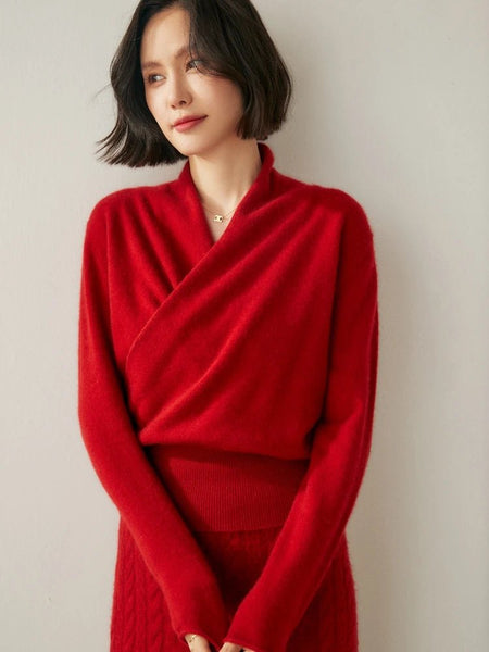 Elegant Vintage 100% Cashmere Cris Cross Pullover Sweater - Wigging It Etc