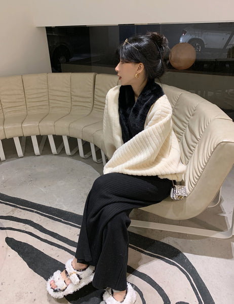 Elegant Wide - Ribbed Thick Wool + Cotton Blend Palazzo Winter Pants - Wigging It Etc