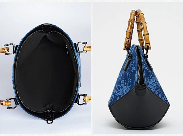 Exquisite Vintage 100% Mulberry Silk Bamboo Top Handle Bag - Wigging It Etc