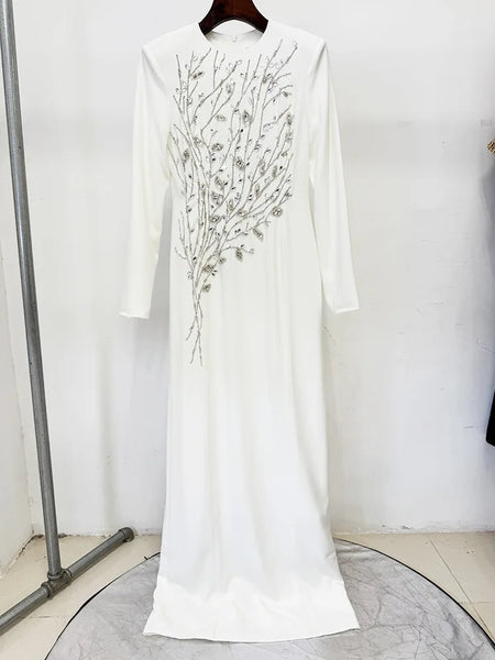 Exquisite Cotton Blend Beaded A-Line Special Occasion MAXI Gown