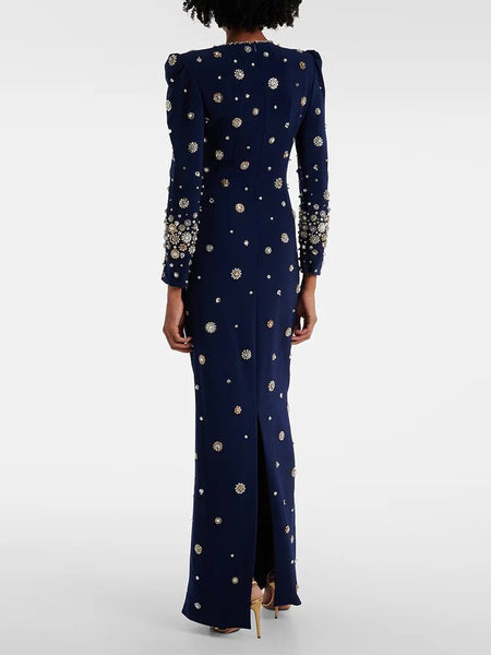 Cotton Blend Expertly Beaded Timeless A - Line Special Occasion Gown - Wigging It Etc