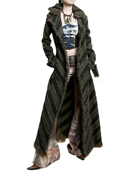 Bohemian Turtle Neck MAXI Denim Trenchcoat - Wigging It Etc