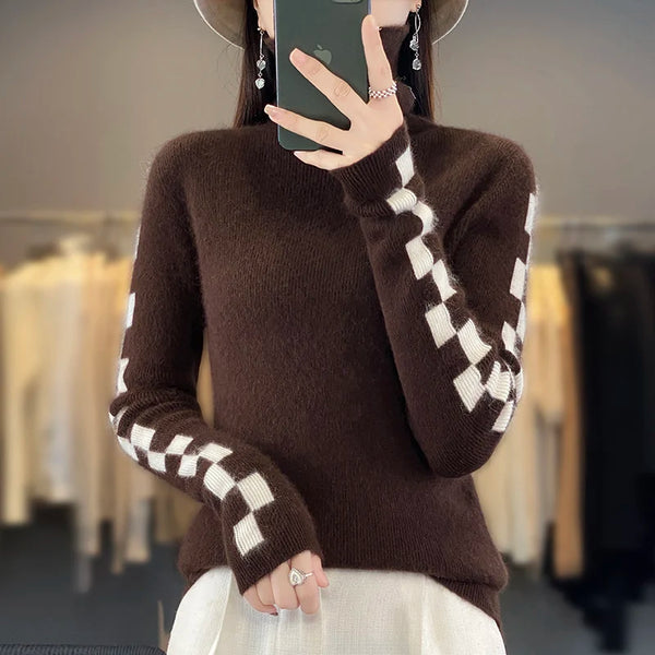 100% *Mink Cashmere Turtleneck Pullover Sweater