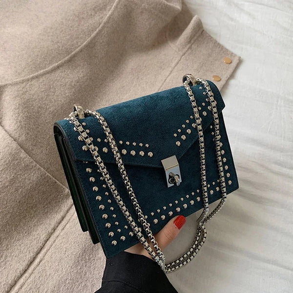 Versatile Rivet - Adorned Chain - Strapped Crossbody + Shoulder Bag - Wigging It Etc