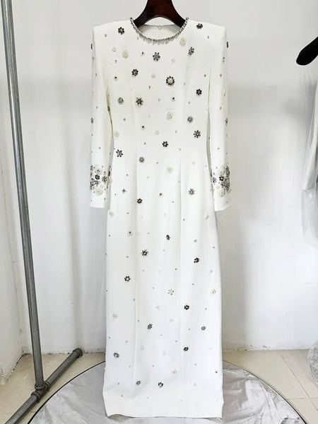 Cotton Blend Expertly Beaded Timeless A - Line Special Occasion Gown - Wigging It Etc