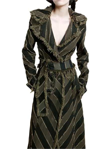 Bohemian Turtle Neck MAXI Denim Trenchcoat - Wigging It Etc