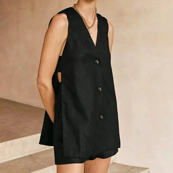 100% Cotton 2 Piece Shorts + Vest Set - Wigging It Etc