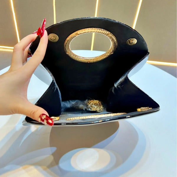 Unique Patent Leather Crocodile Pattern Chain Crossbody Shoulder Bag - Wigging It Etc