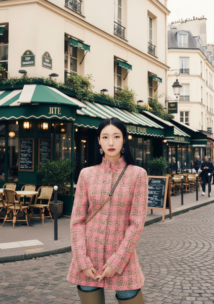 Vintage Tailored French Insulated 100% Wool Coarse Tweed Short Coat