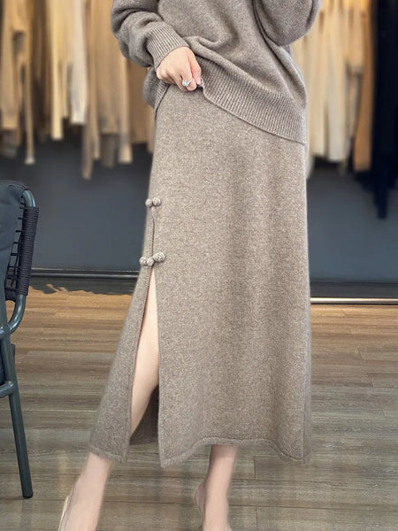 Elegant + Sexy 100% Pure Wool MAXI Skirt