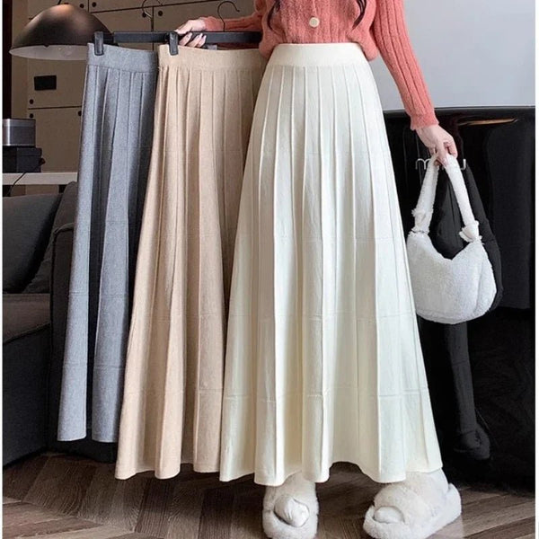 Warm + Flirty Cashmere Blend A - Line Flared MAXI Skirt - Wigging It Etc