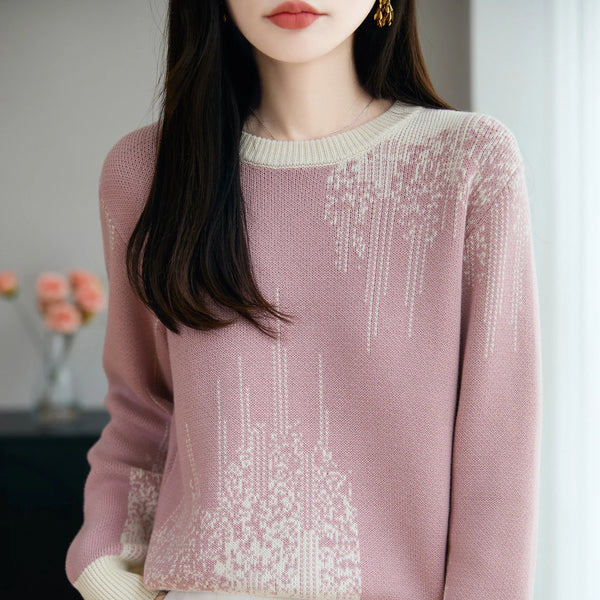 100% Pure Cotton Sweater Knit Pullover Thick Jacquard Sweater - Wigging It Etc