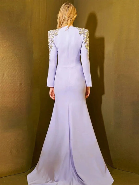 Glorious Vintage Elegant Tastefully Beaded Cotton Mermaid MAXI Gown